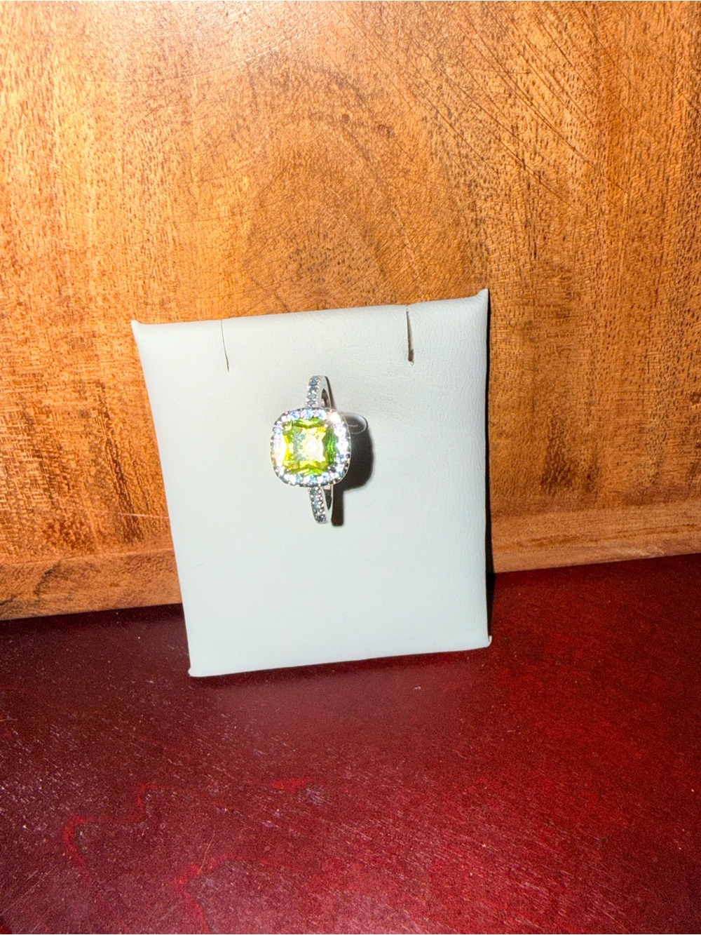 Green Cushion-Cut Gemstone Halo Pendant - Women Jewelry - Picture 3 of 3